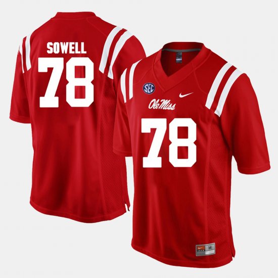 #78 Bradley Sowell Alumni Football Game Ole Miss Men Red Jersey 365252-500