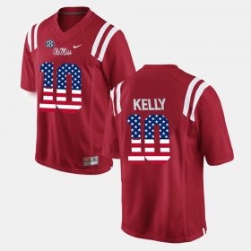 #10 Chad Kelly US Flag Fashion University of Mississippi Mens Red Jersey 504441-985