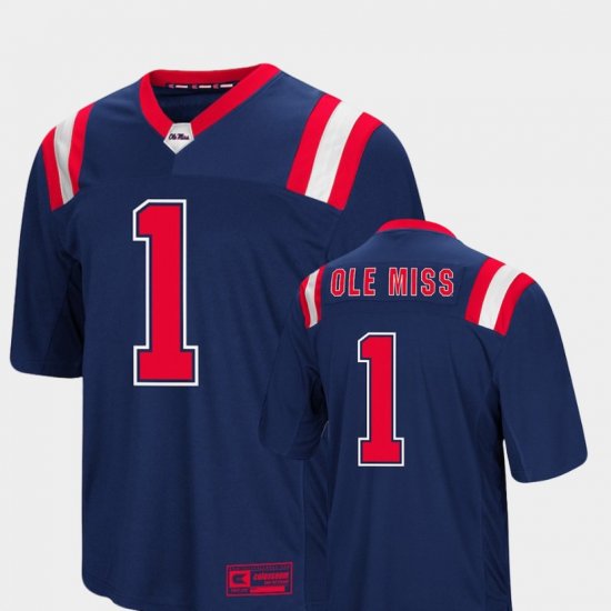 #1 Foos-Ball Football Ole Miss Rebels Authentic Men Navy Jersey 643921-697