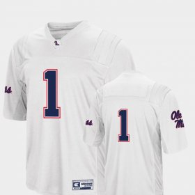 #1 College Football Ole Miss Rebels Authentic Men White Jersey 983605-263