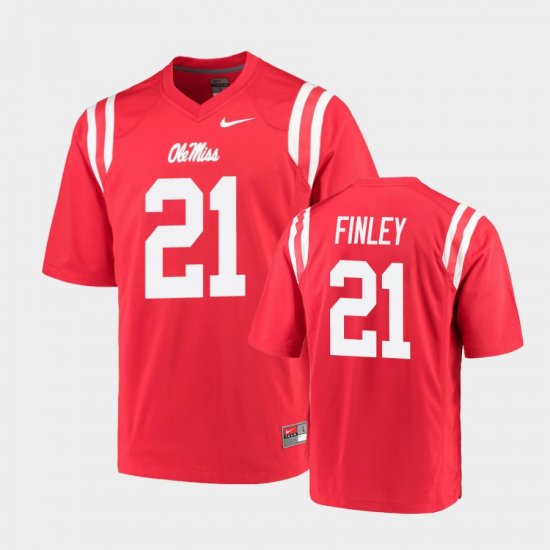 #21 A.J. Finley College Football Ole Miss Game Men\'s Red Jersey 854257-519