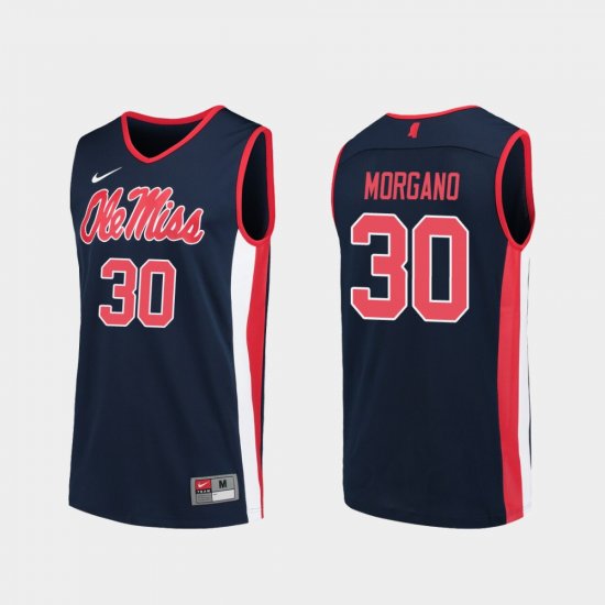 #30 Antonio Morgano Replica Ole Miss College Basketball Men Navy Jersey 496951-244