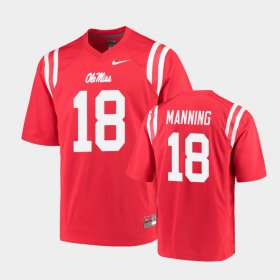 #18 Archie Manning College Football Ole Miss Rebels Game Men Red Jersey 551892-585