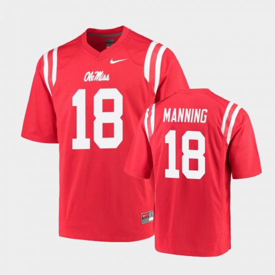 #18 Archie Manning College Football Ole Miss Rebels Game Men Red Jersey 551892-585