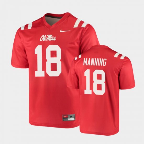 #18 Archie Manning Legend Ole Miss Football Men\'s Red Jersey 587946-717