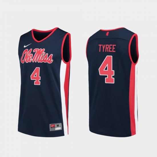 #4 Breein Tyree Replica Ole Miss College Basketball Mens Navy Jersey 376950-642