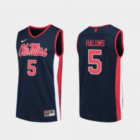 #5 Brian Halums Replica Ole Miss College Basketball Men's Navy Jersey 870387-765