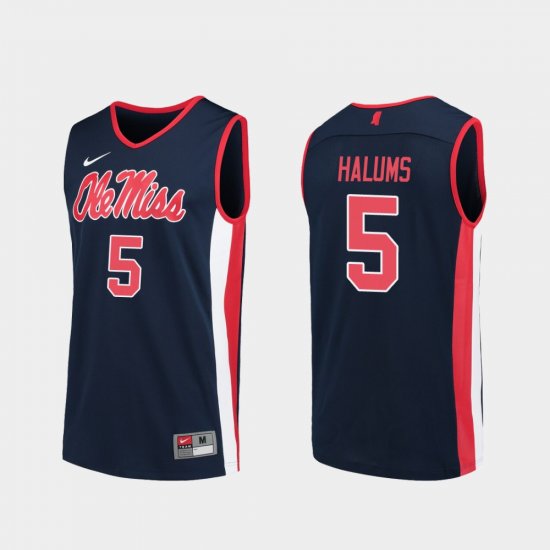 #5 Brian Halums Replica Ole Miss College Basketball Men\'s Navy Jersey 870387-765