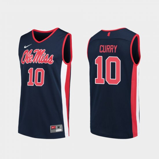 #10 Carlos Curry Replica Ole Miss Rebels College Basketball Mens Navy Jersey 616767-346