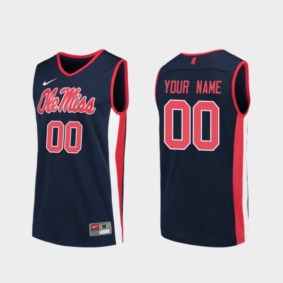 #00 Custom Replica University of Mississippi College Basketball Men\'s Navy Jersey 661694-508