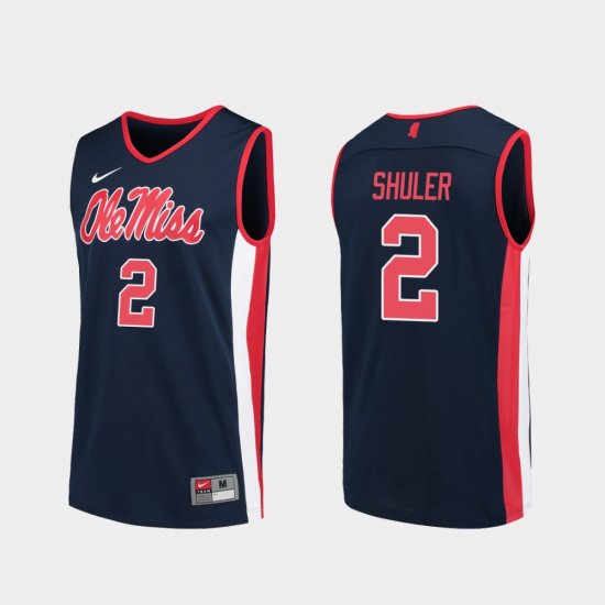 #2 Devontae Shuler Replica Ole Miss College Basketball Men\'s Navy Jersey 655277-904