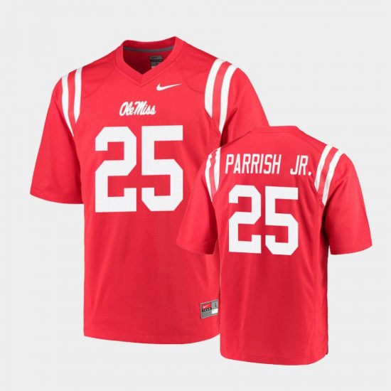 #25 Henry Parrish Jr. College Football Ole Miss Rebels Game Mens Red Jersey 151445-331