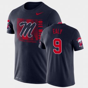 #9 Jerrion Ealy Team Issue Ole Miss Rebels Performance Mens Navy T-Shirt 251781-205