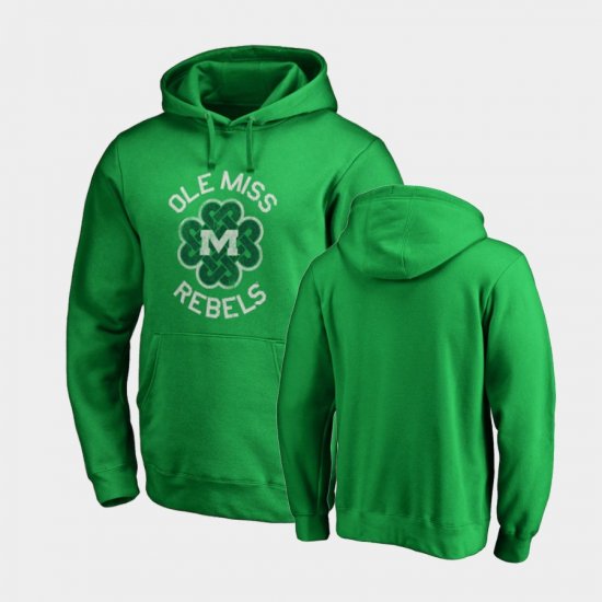 St. Patrick\'s Day Ole Miss Luck Tradition Pullover Mens Kelly Green Hoodie 872385-172