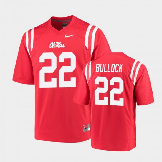 #22 Kentrel Bullock College Football Ole Miss Rebels Game Men\'s Red Jersey 920613-341