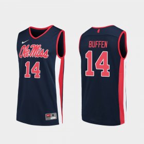 #14 KJ Buffen Replica Ole Miss College Basketball Mens Navy Jersey 186249-448