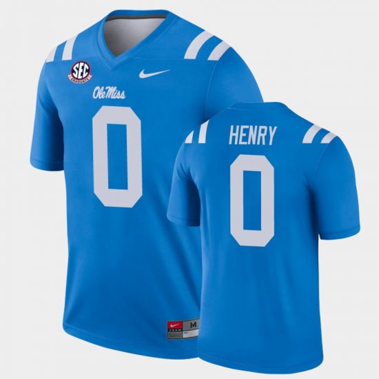 #0 Lakia Henry College Football Ole Miss Rebels Alternate Legend Men Blue Jersey 900845-782