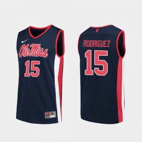 #15 Luis Rodriguez Replica Ole Miss Rebels College Basketball Men Navy Jersey 770331-716