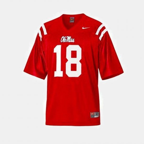 #18 Archie Manning College Football University of Mississippi Men\'s Red Jersey 734361-741