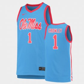 #1 Austin Crowley Replica Ole Miss Rebels Basketball Men's Light Blue Jersey 741108-816