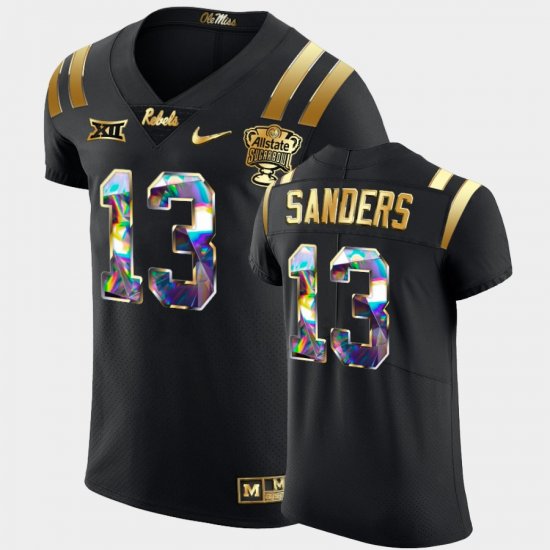 #13 Braylon Sanders College Football University of Mississippi 2022 Sugar Bowl Golden Diamond Edition Mens Black Jersey 262448-824