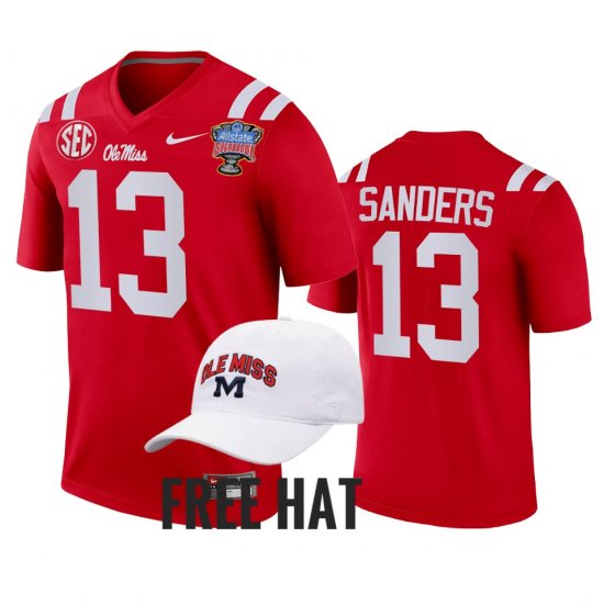 #13 Braylon Sanders College Football Ole Miss 2022 Sugar Bowl Playoff Men Red Jersey 593212-656