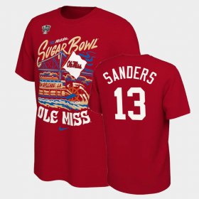 #13 Braylon Sanders College Football Ole Miss 2022 Sugar Bowl Locker Room Men's Red T-Shirt 870247-634