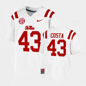 #43 Caden Costa College Football University of Mississippi Game Men White Jersey 389134-601