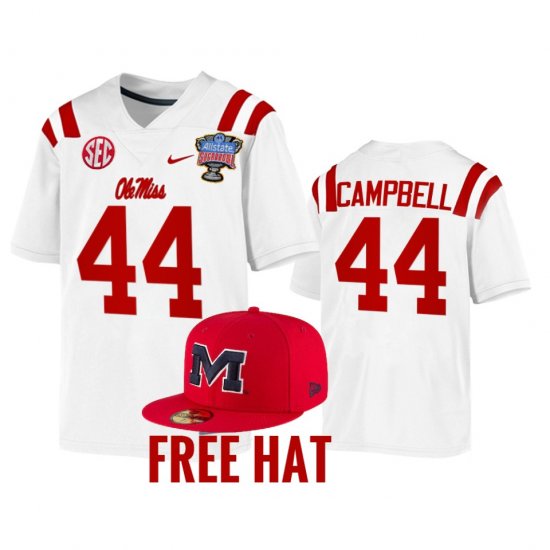 #44 Chance Campbell College Football Ole Miss 2022 Sugar Bowl Playoff Men\'s White Jersey 244905-997