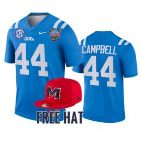 #44 Chance Campbell College Football Ole Miss Rebels 2022 Sugar Bowl Free Hat Men Blue Jersey 380297-280