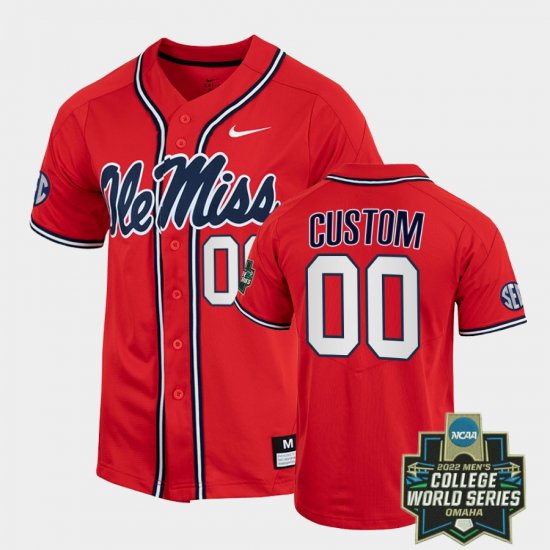 #00 Custom College World Series Rebels 2022 Baseball Mens Red Jersey 618526-237