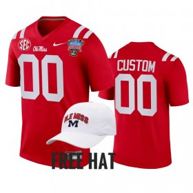 #00 Custom College Football Ole Miss Rebels 2022 Sugar Bowl Playoff Men Red Jersey 381720-708