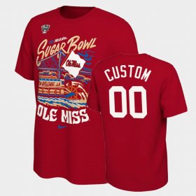 #00 Custom College Football Ole Miss Rebels 2022 Sugar Bowl Locker Room Men Red T-Shirt 293635-586