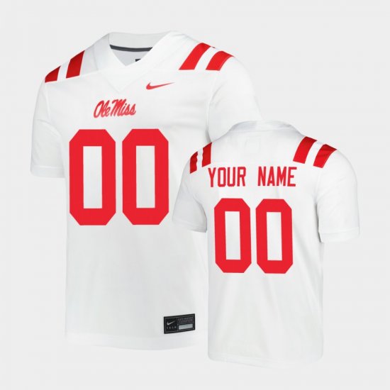 #00 Custom Untouchable Ole Miss Men\'s White Jersey 718483-678