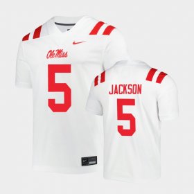 #5 Dannis Jackson Untouchable Ole Miss Men's White Jersey 555966-261