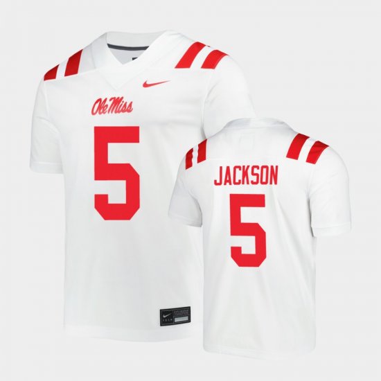 #5 Dannis Jackson Untouchable Ole Miss Men\'s White Jersey 555966-261