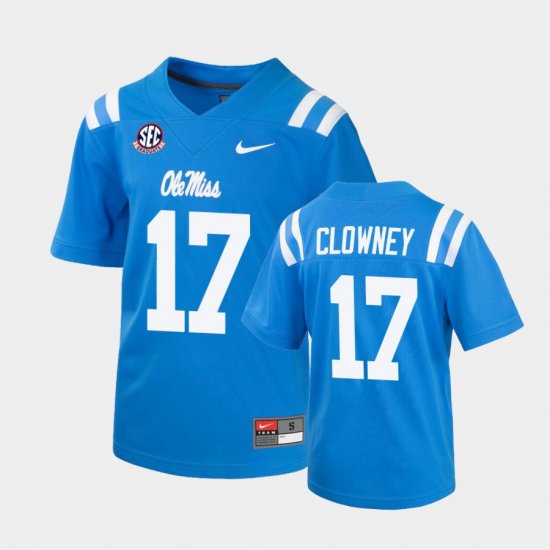 #17 Demon Clowney College Football Ole Miss Men\'s Powder Blue Jersey 973012-480