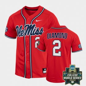 #2 Derek Diamond College World Series University of Mississippi 2022 Baseball Men Red Jersey 823563-710