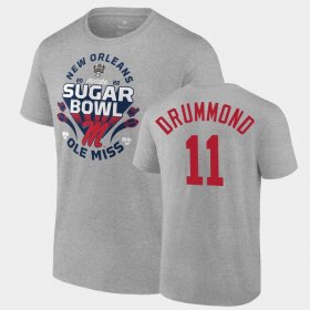 #11 Dontario Drummond College Football Ole Miss 2022 Sugar Bowl CFP Men's Gray T-Shirt 466806-979