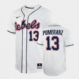 #13 Drew Pomeranz College Baseball University of Mississippi Men's White Jersey 547473-231