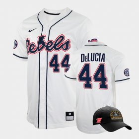 #44 Dylan DeLucia College World Series Rebels 2022 Champions Free Hat Men's White Jersey 446964-129