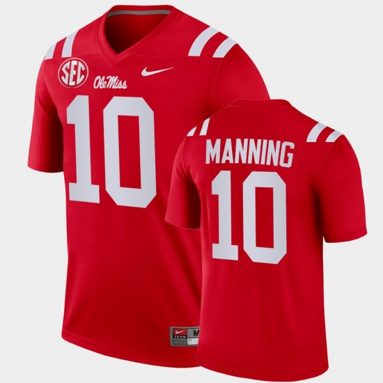 #10 Eli Manning College Football Ole Miss Legend Men\'s Red Jersey 905800-767