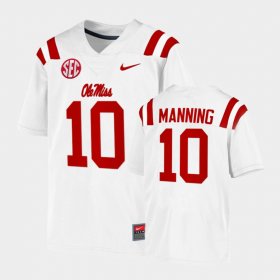 #10 Eli Manning College Football University of Mississippi Game Men's White Jersey 725706-460