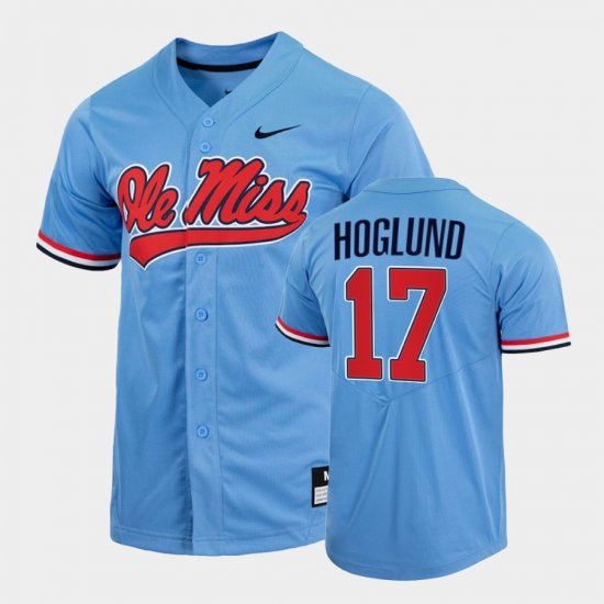 #17 Gunnar Hoglund College Baseball Ole Miss Full-Button Men Blue Jersey 712954-493