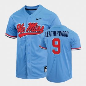 #9 Hayden Leatherwood College Baseball Ole Miss 2022 Full-Button Mens Blue Jersey 532513-612