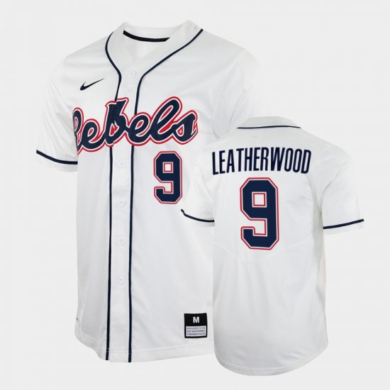 #9 Hayden Leatherwood College Baseball University of Mississippi 2022 Men\'s White Jersey 175395-175