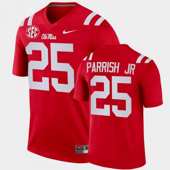 #25 Henry Parrish Jr. College Football Ole Miss Legend Mens Red Jersey 245871-141