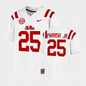 #25 Henry Parrish Jr. College Football University of Mississippi Game Men White Jersey 940448-901