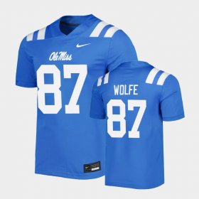 #87 Hudson Wolfe Untouchable Ole Miss Men's Blue Jersey 517363-650