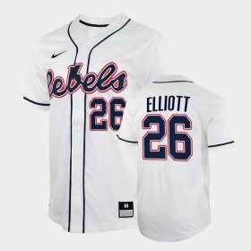 #26 Hunter Elliott College Baseball Ole Miss 2022 Mens White Jersey 747722-683